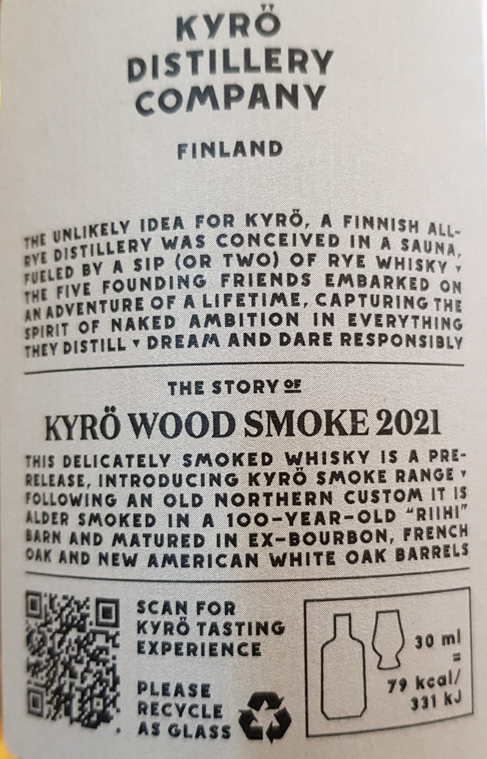 – Malt Köln Kyrö – Postert Whisky Rum Rye rechtsrheinisch Whisky, 47,2% und Spirituosenhandel – Whisky Woodsmoke